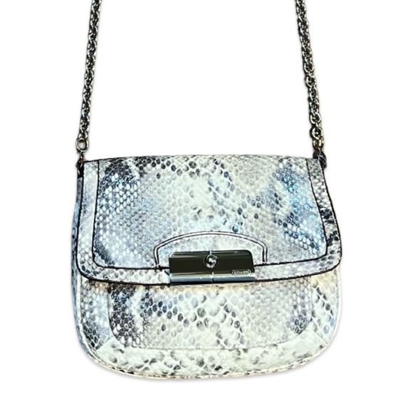 Coach Kristin Python-Embossed Metallic Leather Crossbody Purse / Clutch - Picture 2 of 10